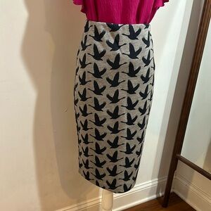H&M gray and navy knit pencil skirt A line below the knee skirt size M goose